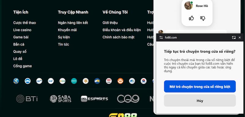 CSKH - Liên hệ 2 Live chat nhà cái FO88
