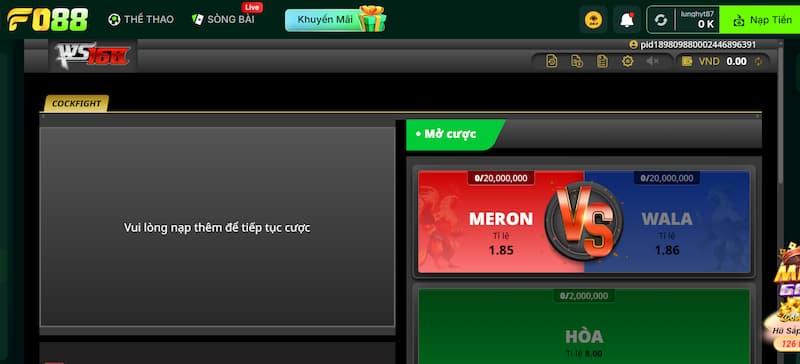Sảnh đá gà FO88